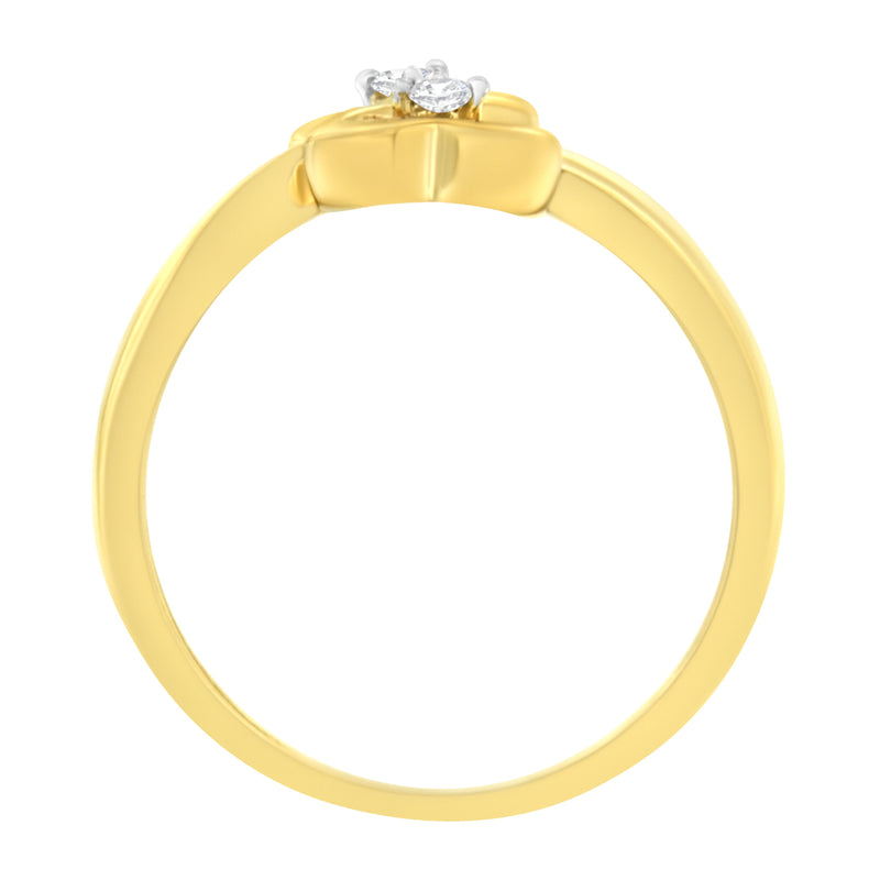 Bids.com 14KT Yellow Gold 1/20 ctw. Dual Heart Diamond Ring (K-L, I1-I2) - Size 7 Rings