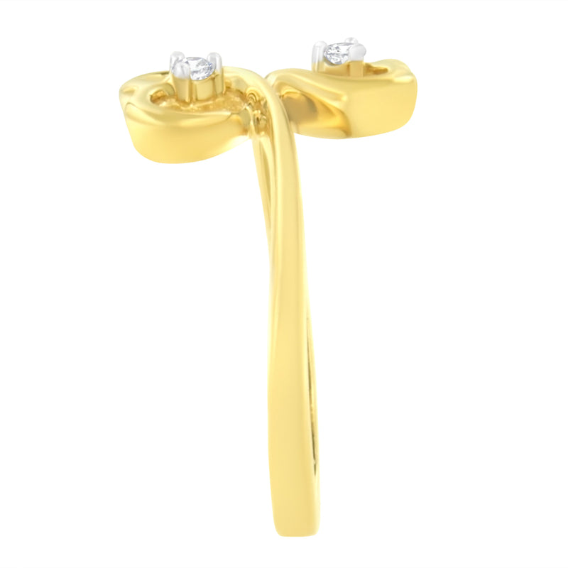 Bids.com 14KT Yellow Gold 1/20 ctw. Dual Heart Diamond Ring (K-L, I1-I2) - Size 7 Rings