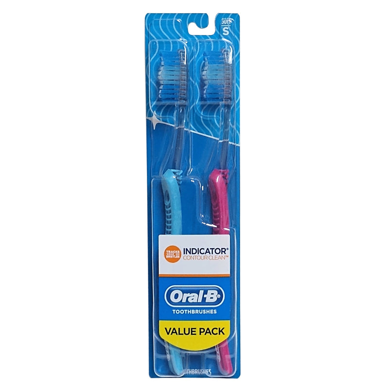 Oral-B Oral-B Toothbrushes, Indicator Contour Clean, Soft, Value Pack Toothbrushes Steel Blue