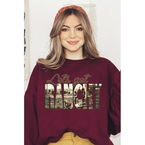 Get Ranchy Oversized Graphic Fleece Sweatshirts