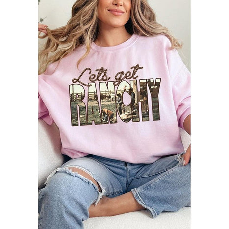 Get Ranchy Oversized Graphic Fleece Sweatshirts