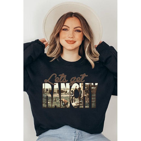 Get Ranchy Oversized Graphic Fleece Sweatshirts