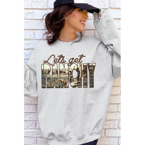 Get Ranchy Oversized Graphic Fleece Sweatshirts