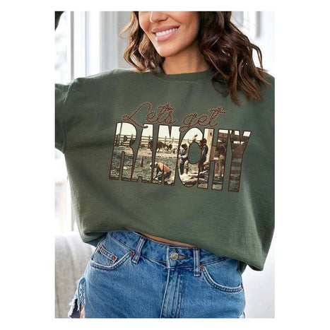 Get Ranchy Oversized Graphic Fleece Sweatshirts