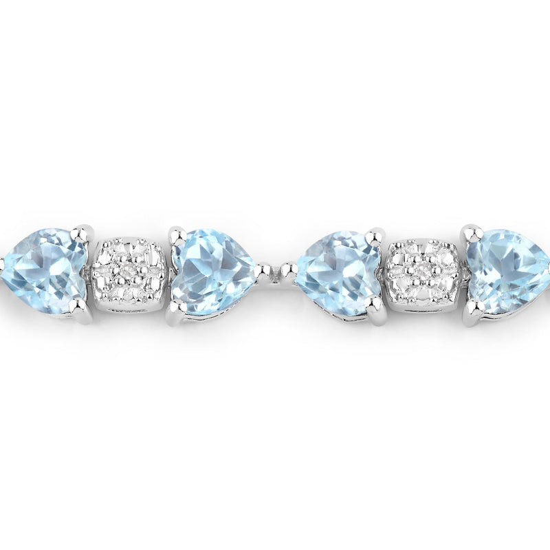 Bids.com 11.10 Carat Genuine Blue Topaz and White Diamond .925 Sterling Silver Bracelet Bracelets