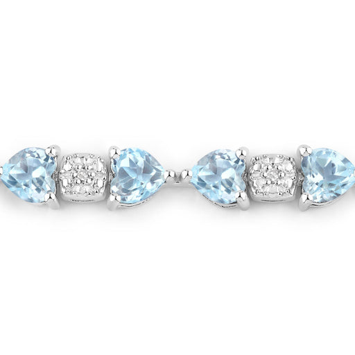 Bids.com 11.10 Carat Genuine Blue Topaz and White Diamond .925 Sterling Silver Bracelet Bracelets