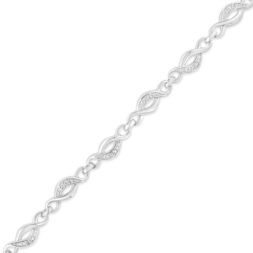 Bids.com .925 Sterling Silver Prong Set Diamond Accent Curved Spiral Link Bracelet (I-J Color, I3 Clarity) - 7.25" Bracelets