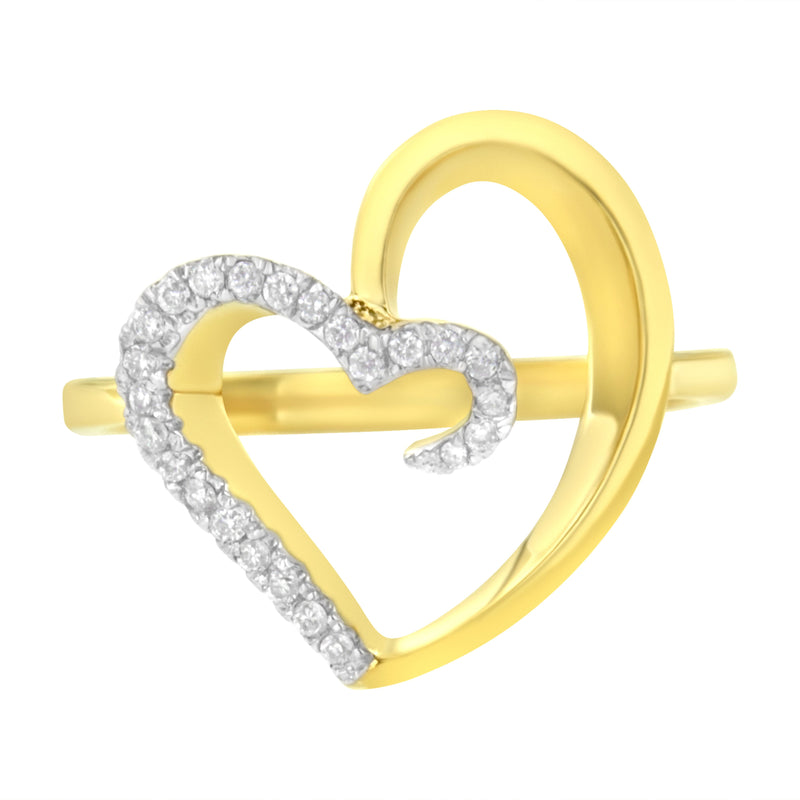 Bids.com 14KT Yellow Gold 1/10 ctw. Diamond Heart Shape Ring (K-L, I1-I2) - Size 7 Rings
