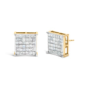 Bids.com 10K Yellow Gold 2.0 Cttw Invisible-Set Princess-Cut Diamond Stud Earrings Earrings