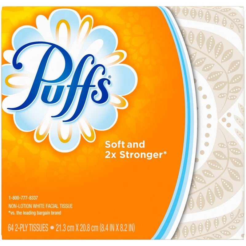 Puffs Puffs Facial Tissue, White, 1 Cube, 64 Sheets Facial Tissues Dark Orange