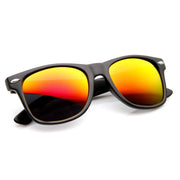 zeroUV Retro Matte Black Horned Rim Flash Colored Lens Sunglasses 58mm 8025 Sunglasses