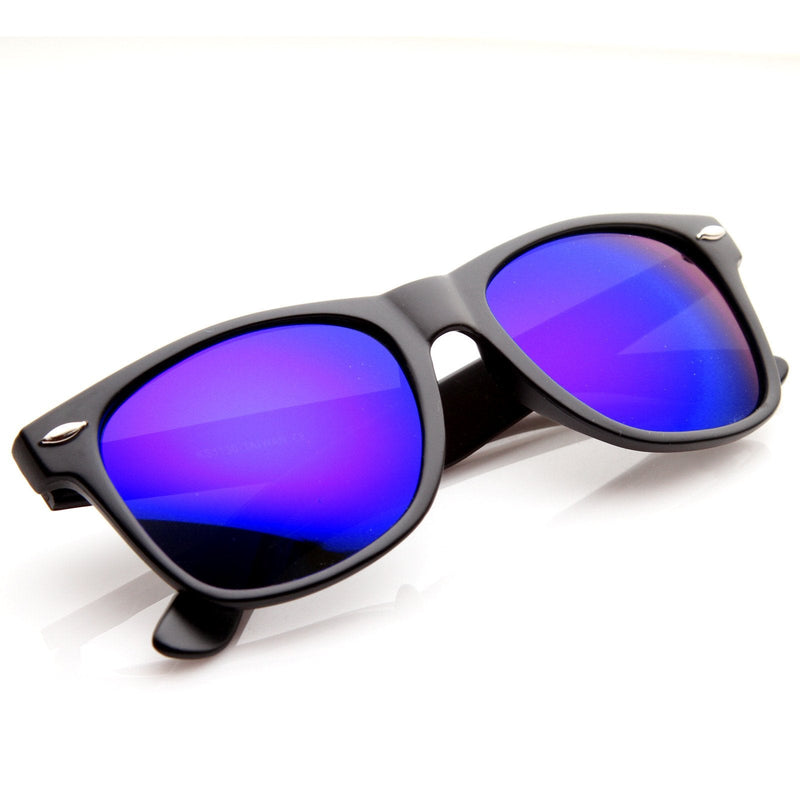 zeroUV Retro Matte Black Horned Rim Flash Colored Lens Sunglasses 58mm 8025 Sunglasses