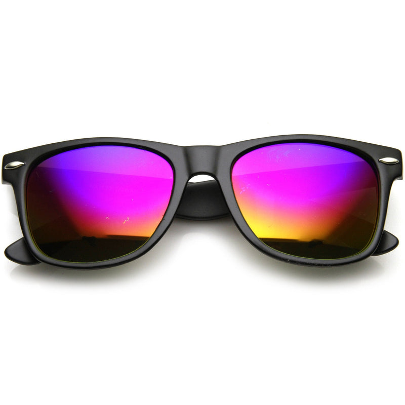 zeroUV Retro Matte Black Horned Rim Flash Colored Lens Sunglasses 58mm 8025 Sunglasses