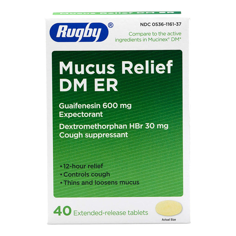 Rugby Rugby Mucus Relief Dextromethorphan 30 Mg Extended Release Tablets Medicine Cabinets
