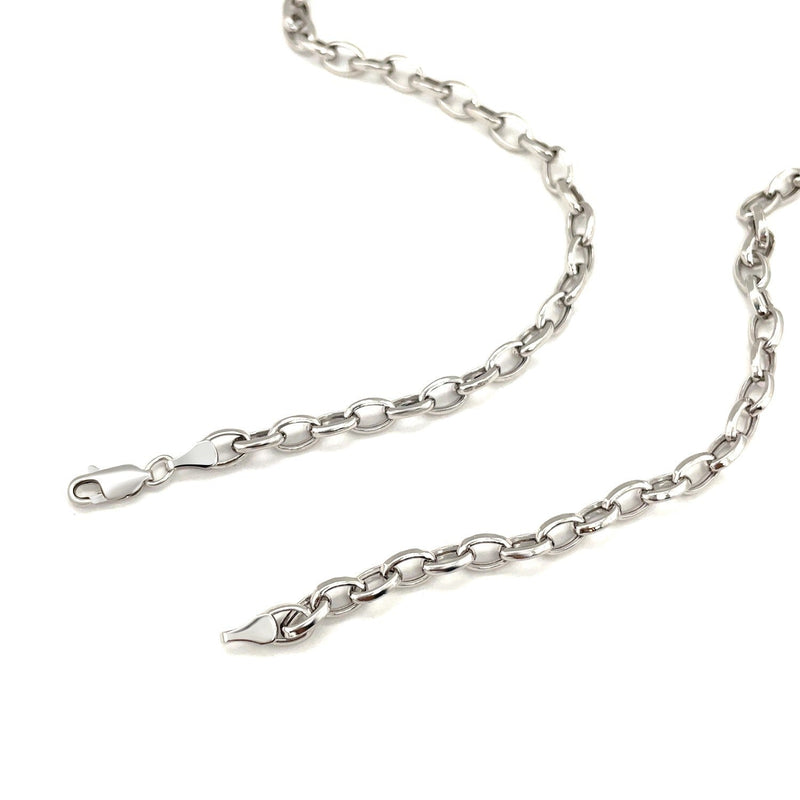 Bids.com 4.6mm 14k White Gold Oval Rolo Chain Necklaces