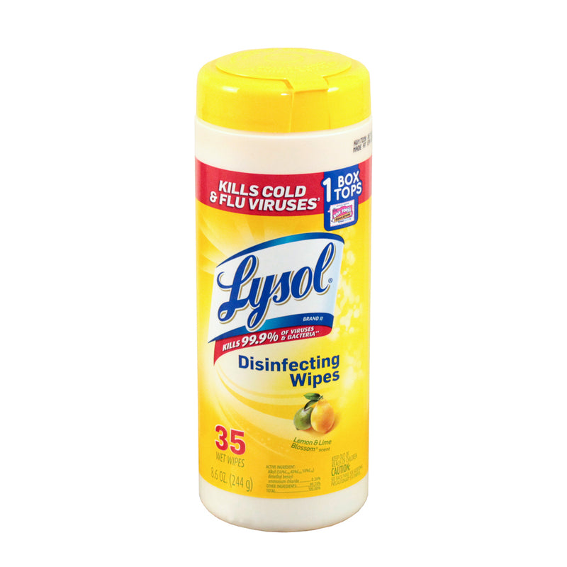 Lysol Lysol Disinfecting Wipes, Multi-Surface Antibacterial Wipes, Lemon & Lime Blossom – 35 Count Household Disinfectants Goldenrod