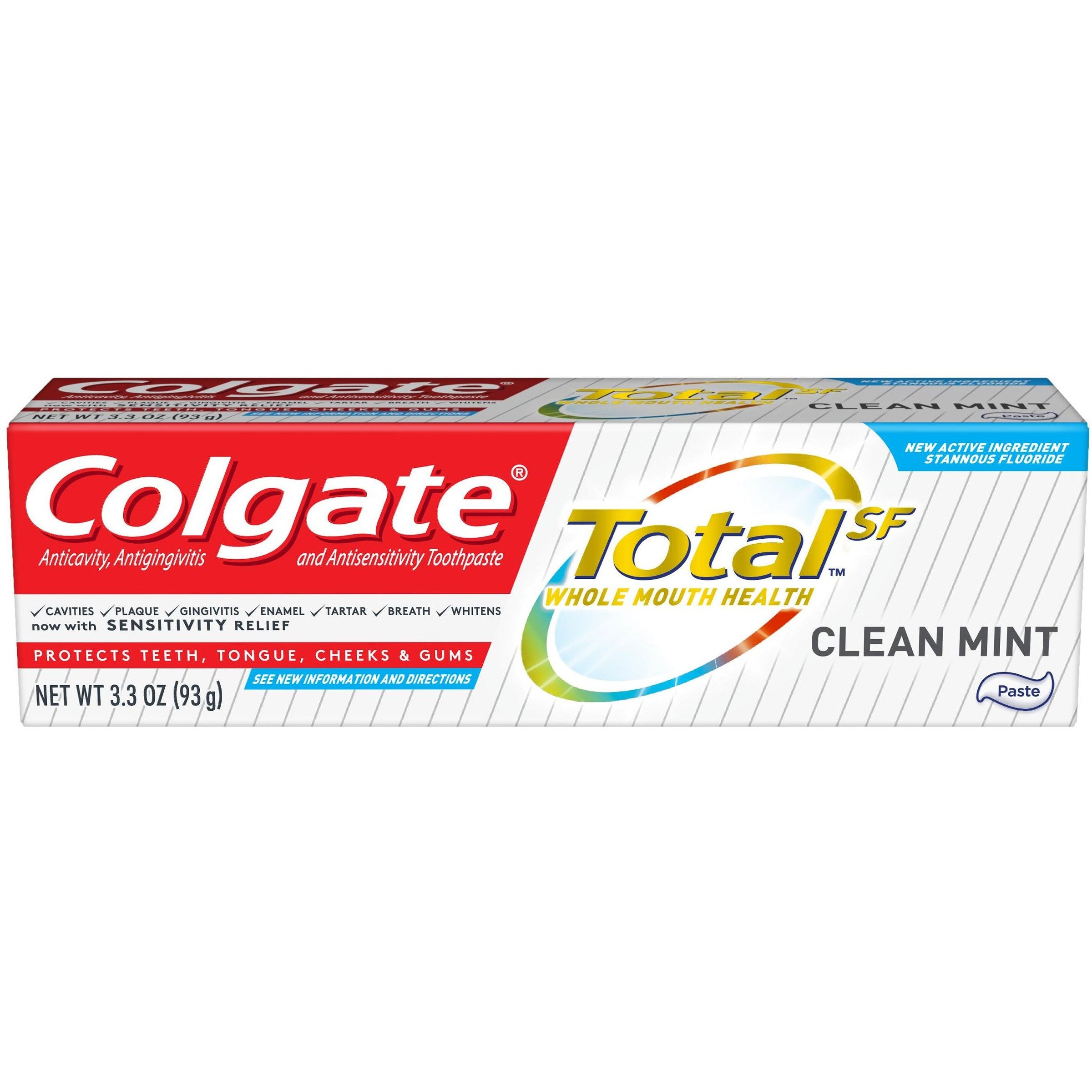 Colgate Total Clean Mint Toothpaste, 3.3 oz – 12-Hour Antibacterial Pr ...