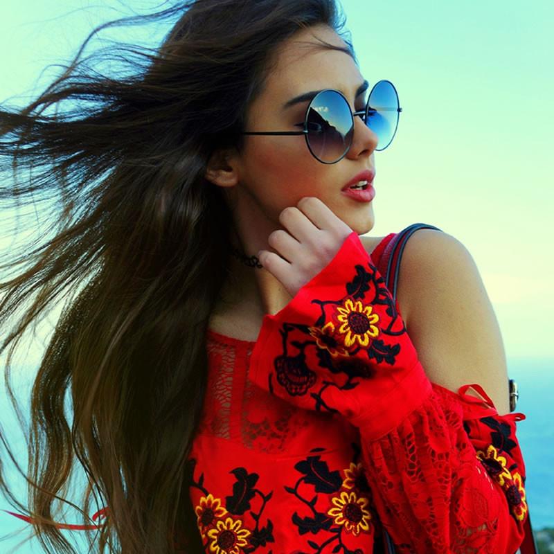 zeroUV Oversize Vintage Inspired Metal Round Circle Sunglasses 8370 Sunglasses