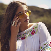 zeroUV Retro Metal Color Tinted Lens Aviator Sunglasses 8405 59mm Sunglasses