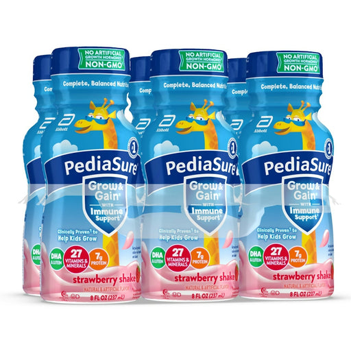 PediaSure PediaSure Food & Beverage Grow & Gain Kids' Nutritional Shake Strawberry 6 8 Fl Oz Bottles Baby & Toddler Food White Smoke
