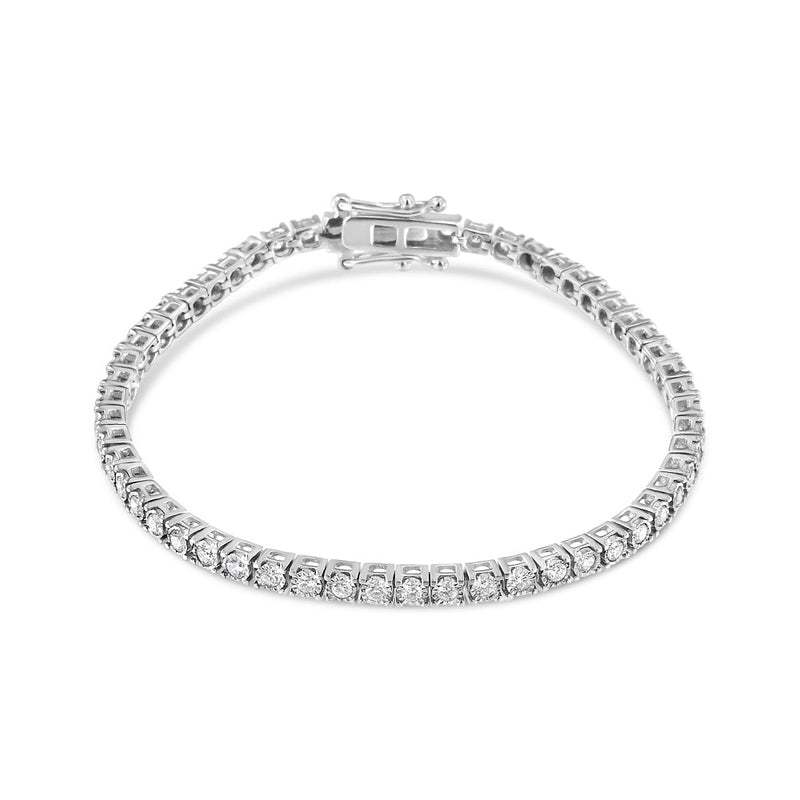 Bids.com 14K White Gold 2.0 Cttw Miracle Set Round-Cut Lab Grown Diamond Illusion 7" Tennis Bracelet (F-G Color, VS2-SI1 Clarity) Bracelets