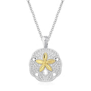 Bids.com Designer Sterling Silver and 14k Yellow Gold Sand Dollar Pendant Pendants
