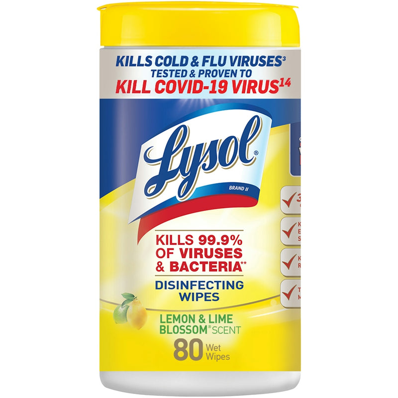 Lysol Lysol Disinfecting Wipes, Multi-Surface Antibacterial Wipes, Lemon & Lime Blossom – 80 Count Hand Sanitizers & Wipes Gold