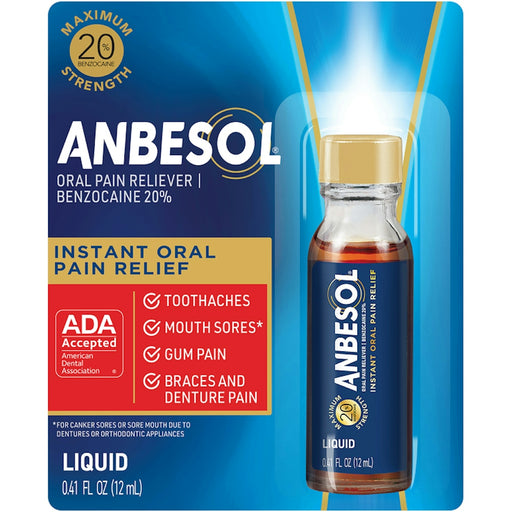 Anbesol Anbesol Instant Oral Pain Relief Maximum Strength Liquid 0.41 Fl Oz Oral Care