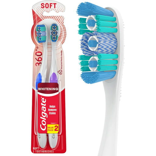 Colgate Colgate Optic White Adult Manual Whitening Toothbrush, Soft 2 Pack Multicolor Toothbrushes