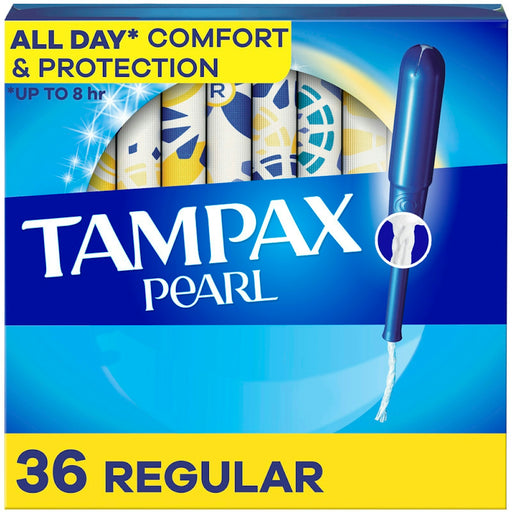 Tampax Tampax Pearl Plastic Applicator Tampons Regular Absorbency - 36 Ct Tampons Deep Sky Blue