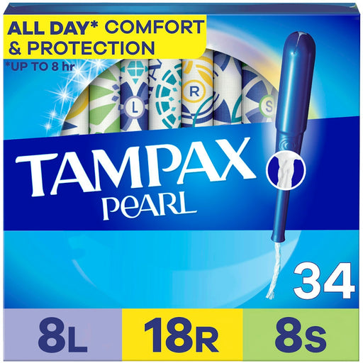 Tampax Tampax Pearl Tampons, Light/Regular/Super Absorbency With LeakGuard Braid, Triple Pack, Unscented Tampons