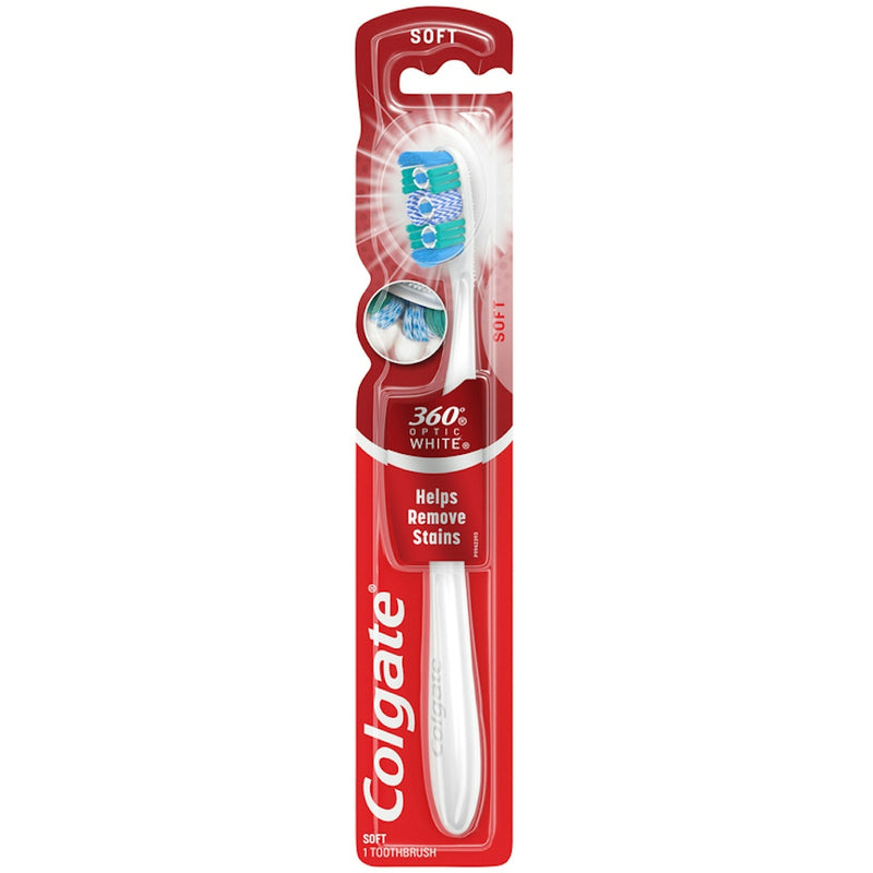 Colgate Colgate 360 Degrees Optic White Toothbrush Full Head Soft Toothbrushes Misty Rose