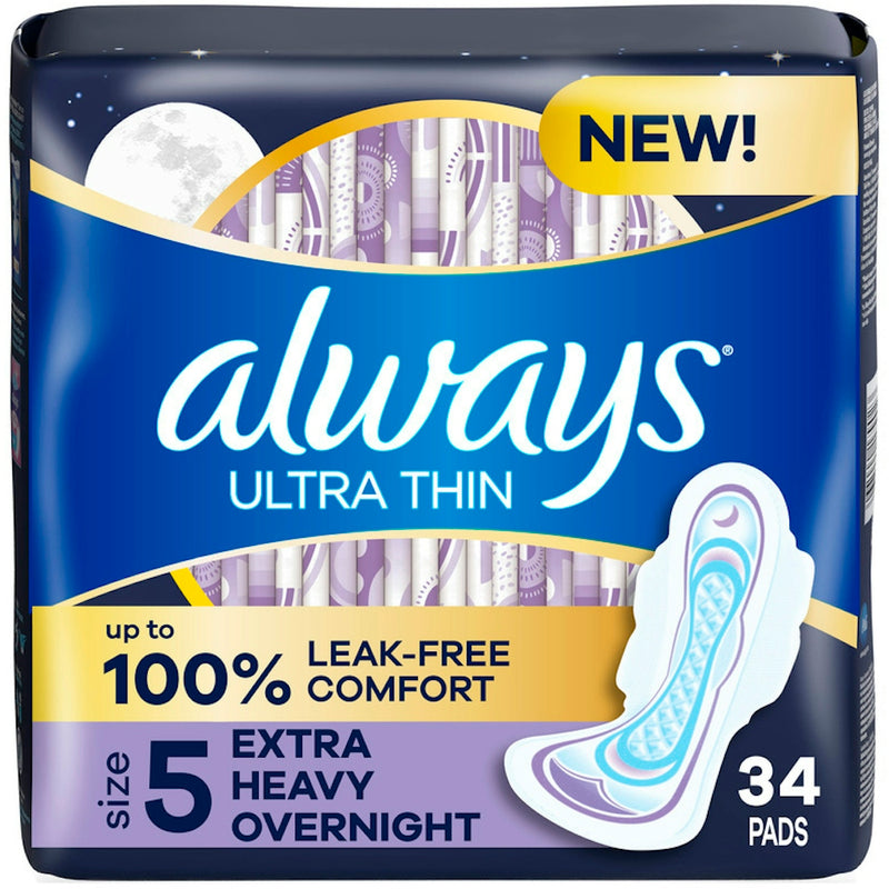 Always Always Pads, Ultra Thin, Flexi Wings, Extra Heavy Overnight, Size 5, Jumbo Health & Beauty White Smoke