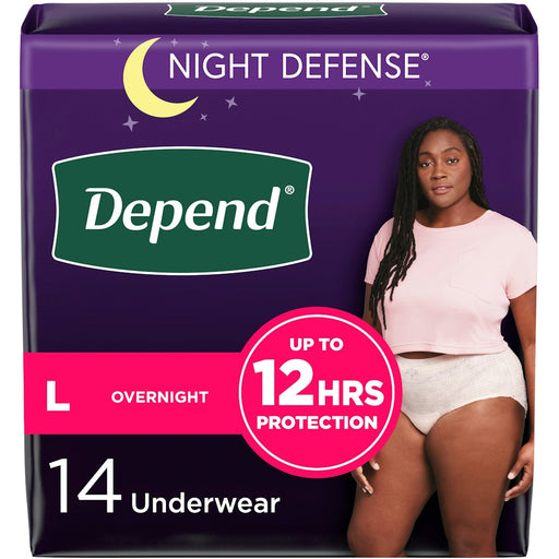 Depend Depend Night Defense Adult Incontinence Underwear For Women, Disposable, Overnight, Large, Blush Incontinence Aids