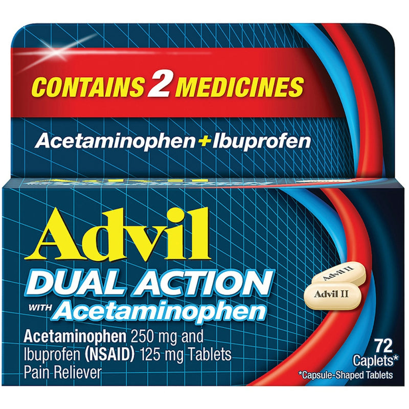 Advil Advil Dual Action Ibuprofen And Acetaminophen Pain Relief Coated Caplets Health & Beauty