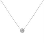 Bids.com .925 Sterling Silver 1/2 Cttw Round Diamond Halo Circle Pendant 18" Necklace (I-J Color, I2-I3 Clarity) Necklaces