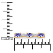 Bids.com 1.56 Carat Genuine Tanzanite and White Diamond .925 Sterling Silver Bracelet Bracelets