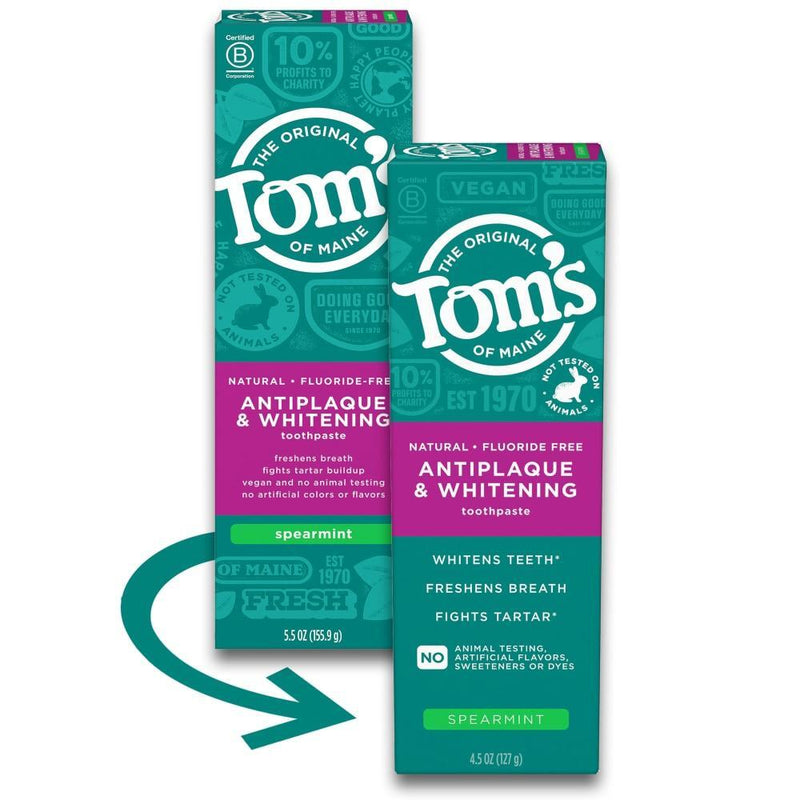 Tom's of Maine Tom's of Maine Fluoride Free Antiplaque & Whitening Spearmint Toothpaste 4.5 Oz Toothpaste