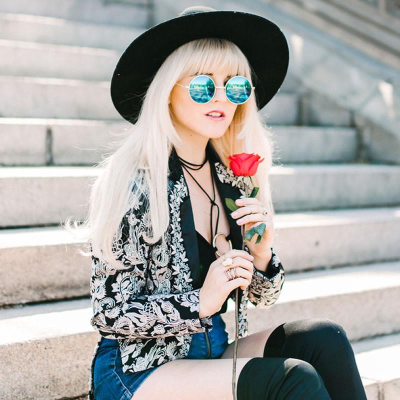 zeroUV Retro Flash Color Mirror Lens Round Metal Sunglasses 9203 Sunglasses