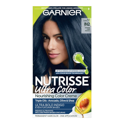Garnier Garnier Nutrisse Ultra Nourishing Bold Permanent Hair Color Creme, Blue Curacao IN2, 1 Kit Hair Color
