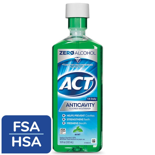 ACT ACT Mouthwash, Fluoride, Anticavity, Zero Alcohol, Mint 18 Fl Oz Mouthwash