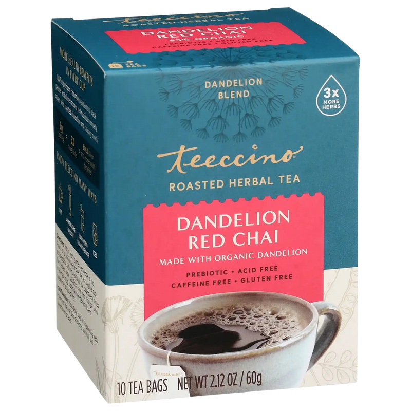 Teeccino Dandelion Red Chai Roasted Herbal Tea Herbal Tea