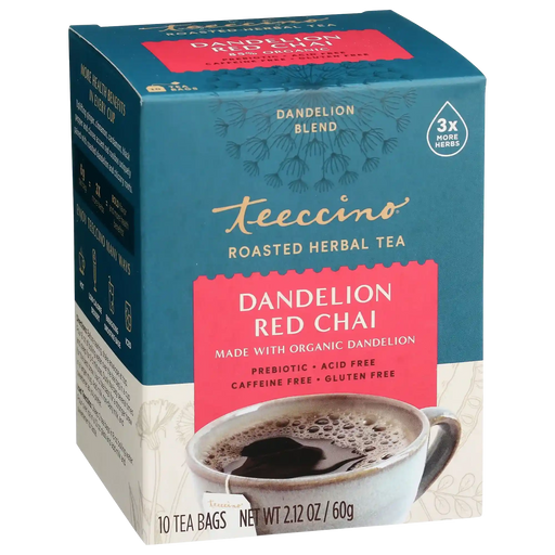 Teeccino Dandelion Red Chai Roasted Herbal Tea Herbal Tea
