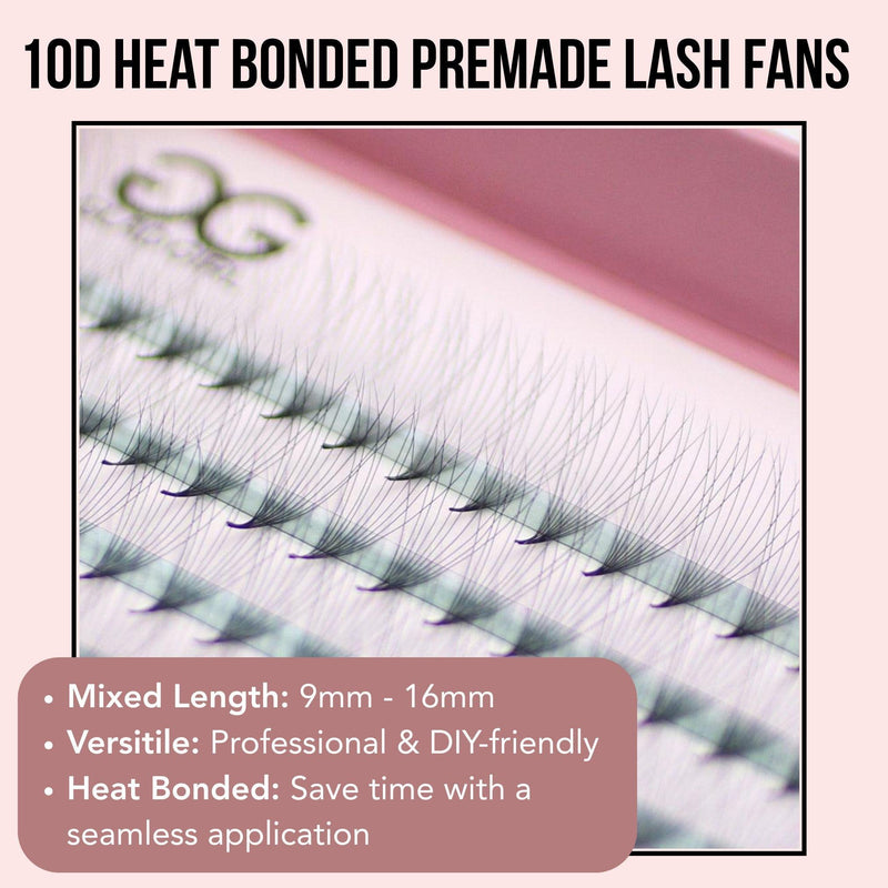GladGirl 10D Heat Bonded PreMade Lash Fans - Mixed Length - 400 Fans Eyelashes