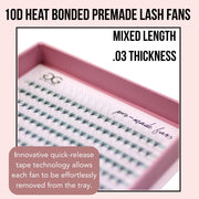 GladGirl 10D Heat Bonded PreMade Lash Fans - Mega Volume - 400 Fans Eyelashes