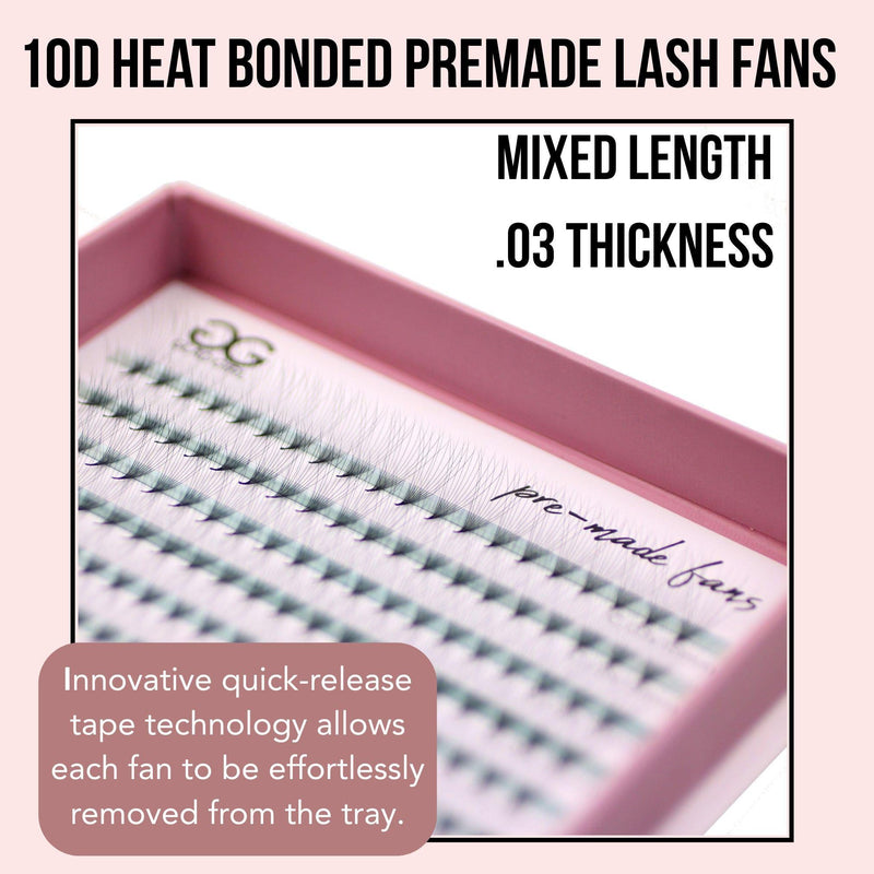 GladGirl 10D Heat Bonded PreMade Lash Fans - Mega Volume - 400 Fans Eyelashes