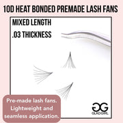 GladGirl 10D Heat Bonded PreMade Lash Fans - Mixed Length - 400 Fans Eyelashes