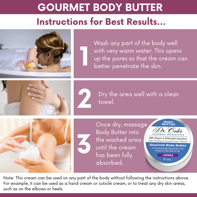 COLEHERBALS LLC 40 - Dr. Cole's Gourmet Body Butter - LAVENDER Herbal Rosy Brown