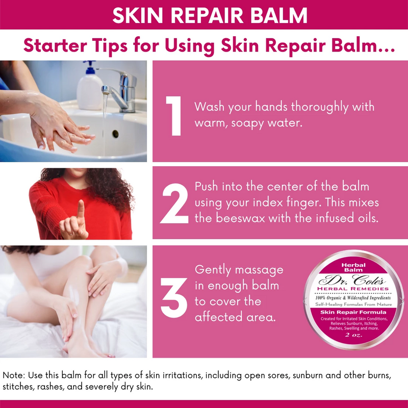 COLEHERBALS LLC 16 - Dr. Cole's Organic Skin Repair Herbal Balm Herbal Pale Violet Red