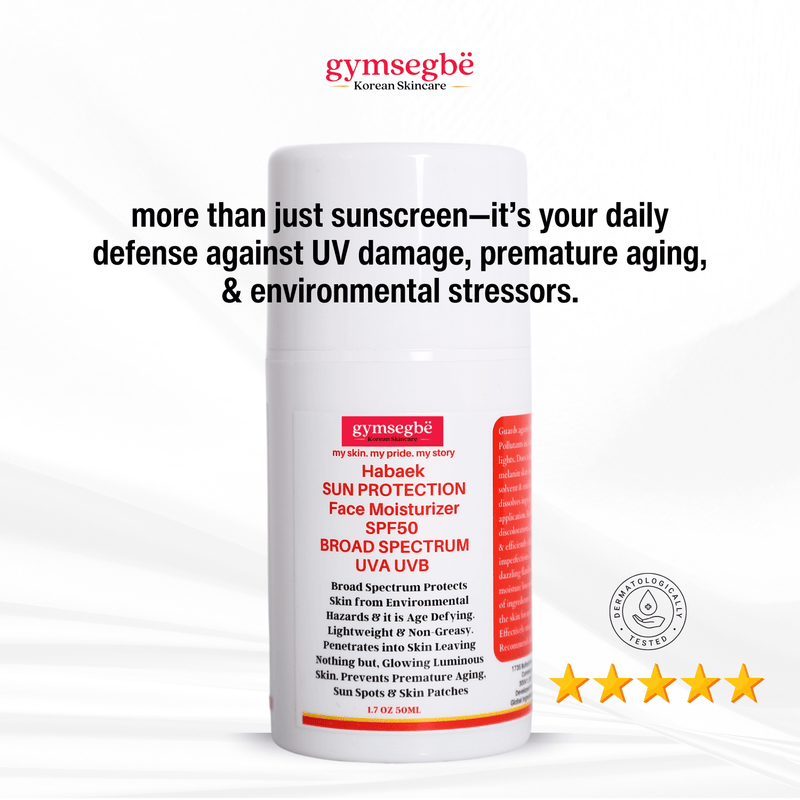 gymsegbë Habaek Sun Protection Face Moisturizer SPF50 | Peptides | Niacinamide SPF50 Anti-Aging Facial